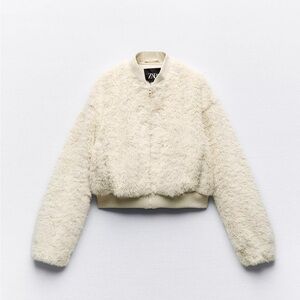 Zara Faux Fur Cropped Bomber NWT